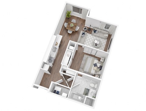Floor plan for studio, 1 bath, 660 sqft