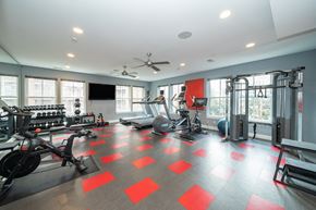 Stamford apartment for rent - Fitness center with treadmills and strength training equipment at 750 Summer Street Apartments, Stamford, CT 06901