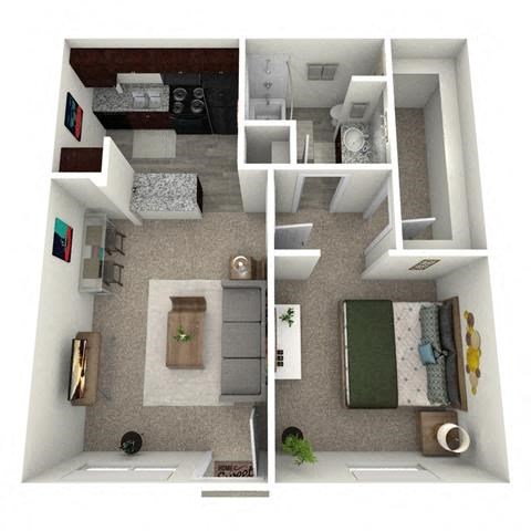 Floor plan for 1 bed, 1 bath, 528 sqft