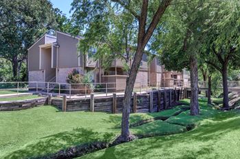Tree-lined landscaping