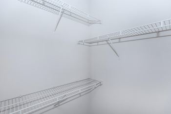 White closet with empty shelves