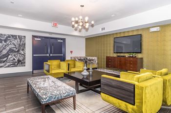Yellow furniture in living area