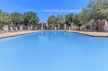 Three shimmering swimming pools