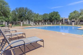 Three shimmering swimming pools