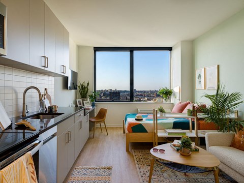 Floor plan for studio, 1 bath, 443 sqft