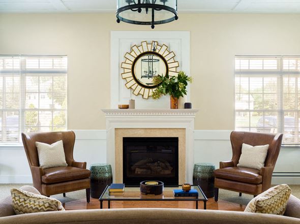 Toms River apartment for rent - a living room with a fireplace and chairs