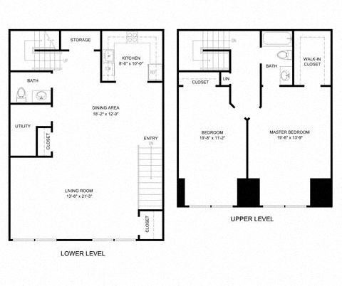 Floor plan for 2 beds, 1.5 baths, 1575 sqft