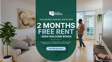 Toronto apartment for rent - A man is walking through a bright, modern living room.