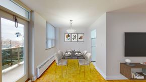 Toronto apartment for rent - A dining room with a table set for four.
