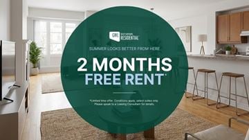 Ottawa apartment for rent - A promotional image for a 2 months free rent offer from GWL Residential.