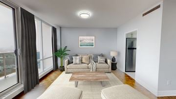 Toronto apartment for rent - a living room with a couch and a coffee table