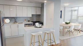 Burlington apartment for rent - Open concept white kitchen in a 2 Bedroom unit at 360 Torrance
