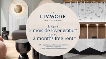 Montreal apartment for rent - A promotional image for a hotel offering up to 2 months free rent.