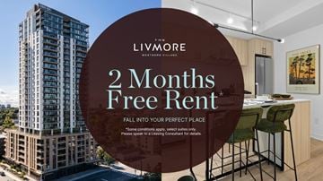 Ottawa apartment for rent - An advertisement for a 2 months free rent offer at The Livmore Westside Village.