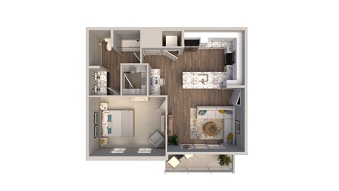Floor plan for 1 bed, 1 bath, 712 sqft