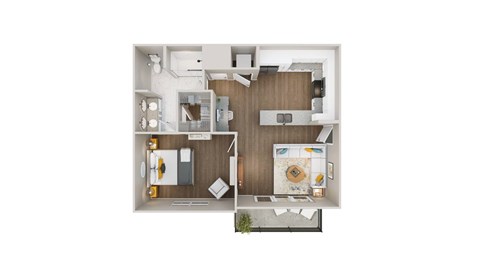 Floor plan for 1 bed, 1 bath, 712 sqft