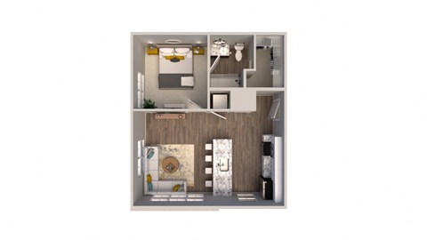 Floor plan for 1 bed, 1 bath, 603 sqft