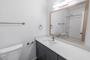 Mckinney apartment for rent - A bathroom with a white sink and a mirror.
