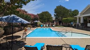 Ft Worth apartment for rent - Pool with chairs at Silverleaf Apartments, Ft Worth Texas