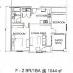 Floor plan for 2 beds, 1 bath, 828 sqft