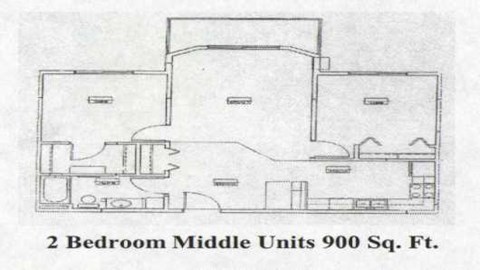 Floor plan for 2 beds, 1 bath, 1020 sqft