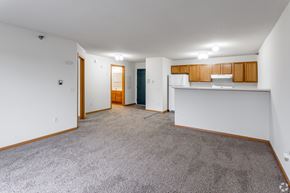 Isanti apartment for rent - BLDG A/C - A spacious living room with a carpeted floor and white walls.