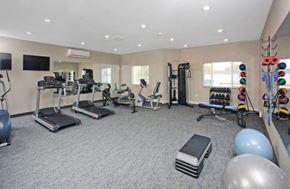 Clearwater apartment for rent - a gym with weights and cardio equipment in a home gym