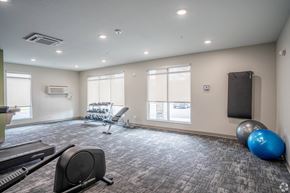 Faribault apartment for rent - the commonwealth gym with exercise equipment and a tv