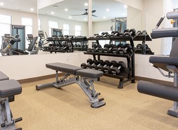 Fitness center with free weights