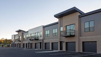 A row of modern townhouses
