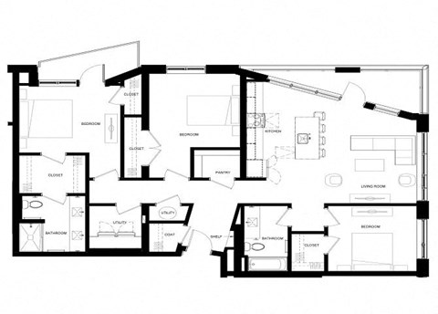 Floor plan for 3 beds, 2 baths, 1475 sqft