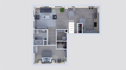 Floor plan for 1 bed, 1 bath, 925 sqft