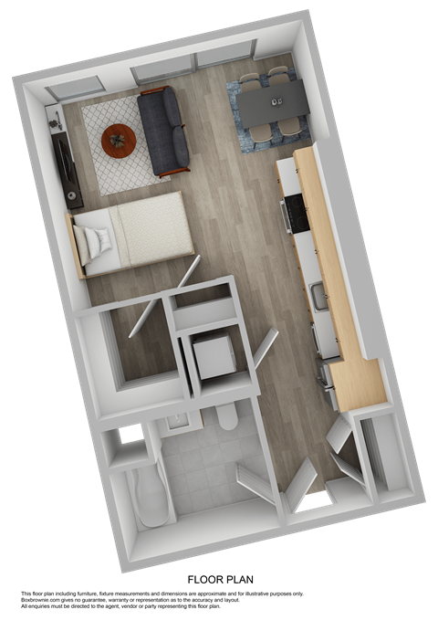 Floor plan for studio, 1 bath, 503 sqft