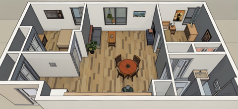 Floor plan for 2 beds, 1 bath, 1025 sqft