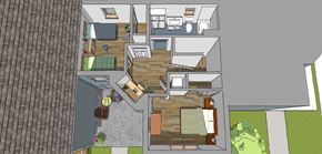 Northampton apartment for rent - A 3D rendered image of a house layout.