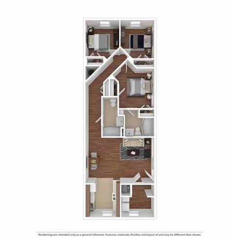 Floor plan for 3 beds, 2.5 baths, 1515 sqft