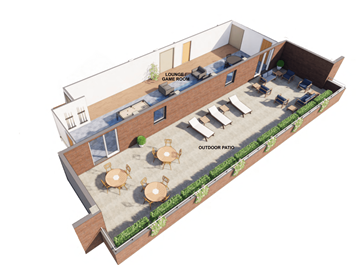 Annapolis apartment for rent - an illustration of a 3d floor plan with a lounge and dining room