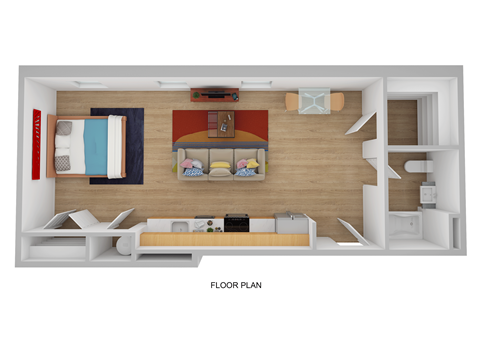 Floor plan for studio, 1 bath, 573 sqft