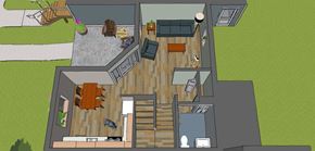 Northampton apartment for rent - A drawing of a house with a deck and a hot tub.