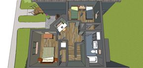 Northampton apartment for rent - A 3D rendered image of a house layout.