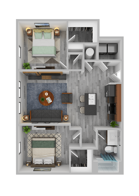 Floor plan for 2 beds, 1 bath, 1175 sqft