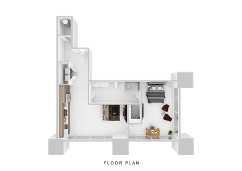 Floor plan for 1 bed, 1 bath, 815 sqft
