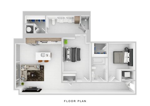 Floor plan for 2 beds, 2 baths, 1125 sqft