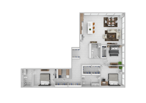 Floor plan for 3 beds, 3 baths, 2284 sqft