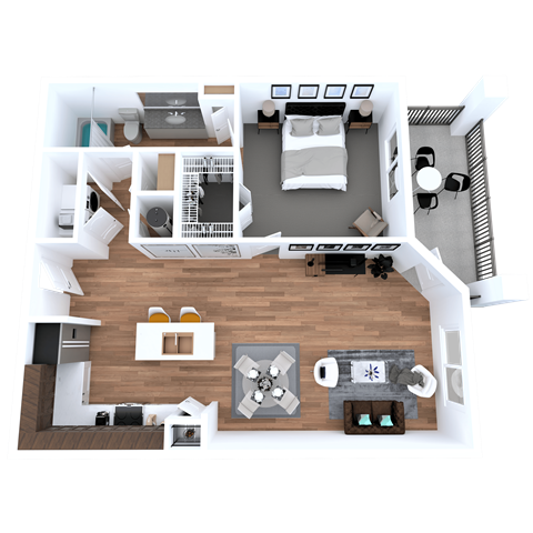Floor plan for 1 bed, 1 bath, 792 sqft