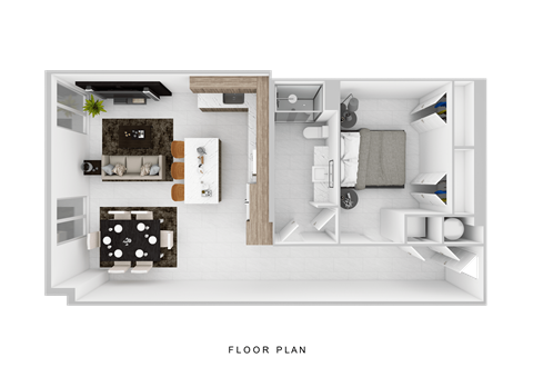 Floor plan for 1 bed, 1 bath, 1014 sqft