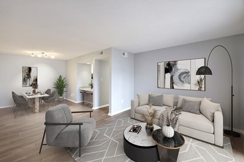 Floor plan for 1 bed, 1 bath, 675 sqft