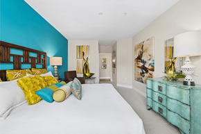 Gaithersburg apartment for rent - Bedroom with large bed and night lamp at Hidden Creek, Gaithersburg