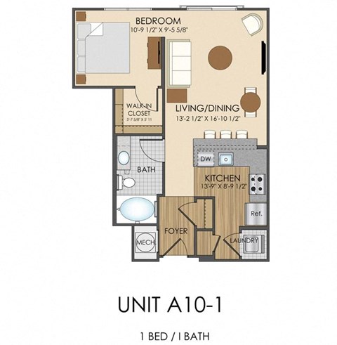 Floor plan for studio, 1 bath, 667 sqft
