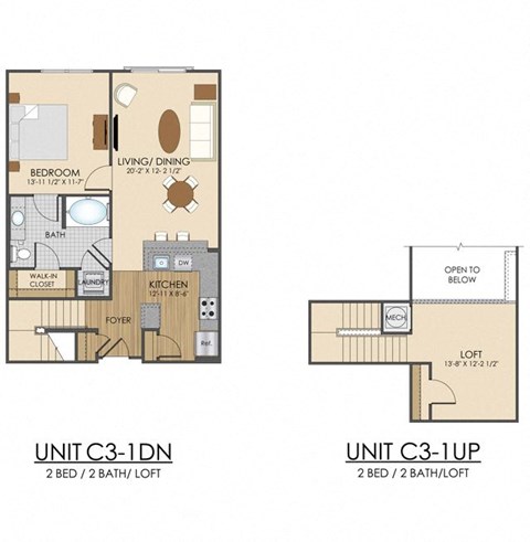Floor plan for 1 bed, 1 bath, 1026 sqft